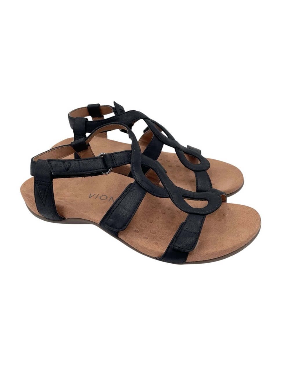 Vionic Jodie Adjustable Backstrap Sandals Women's Size 6 Black Faux Leather Shoe